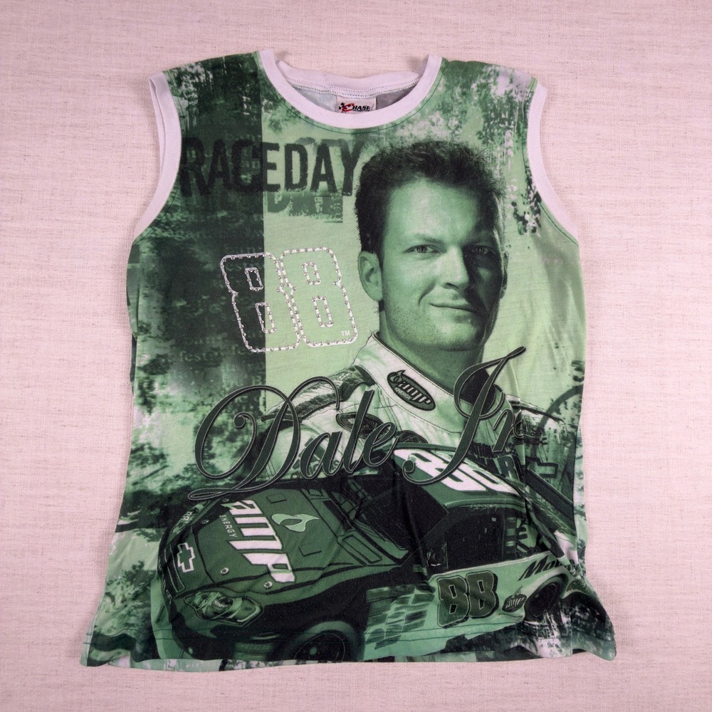Chase Authentics Dale Earnhardt Jr 88 NASCAR Tank Top Green Womens Large 0358